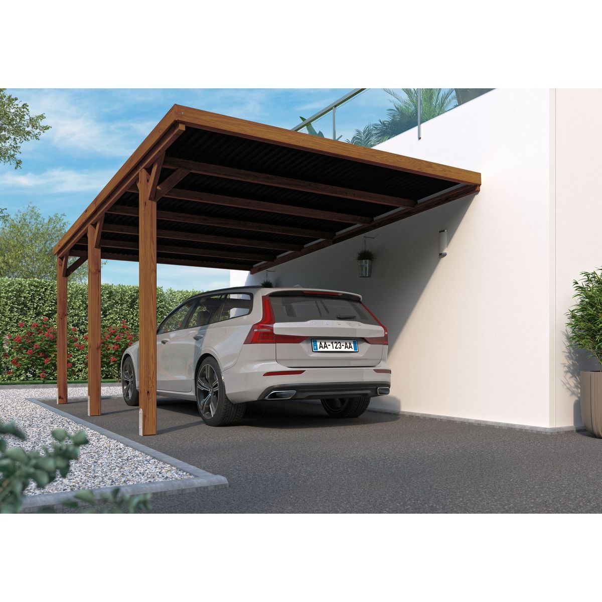 Abri voiture monopente - vente en ligne d'abris en bois en kit